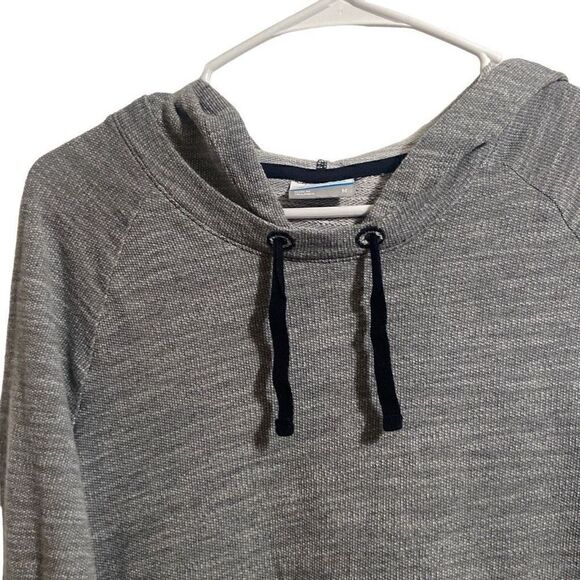 Columbia Heather Gray Cotton Blend Cloth Knit Drawstring Hoodie Women Sz Medium - Picture 2 of 9